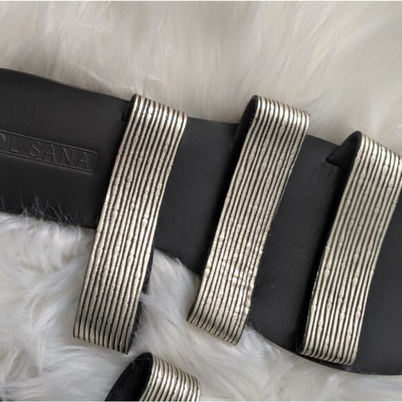 Anthropologie SOL Sana Gold Black Slide Sandal 8.5 - Picture 6 of 9